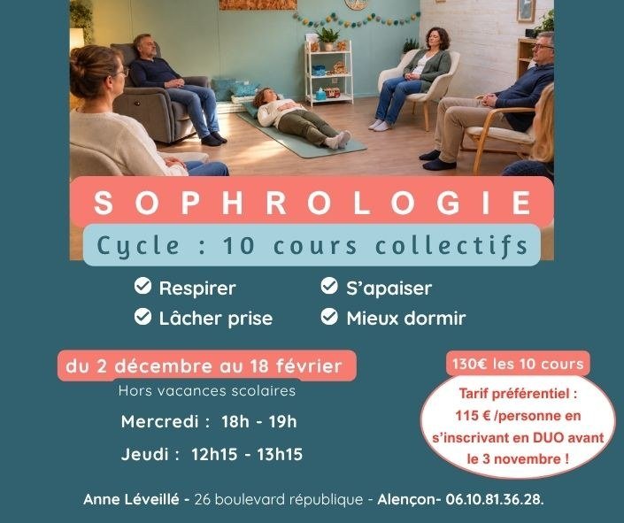 Flyer du cycle de 10 cours collectifs de sophrologie